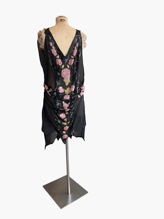 Greta, reworked 20s beaded short asymmetric dress