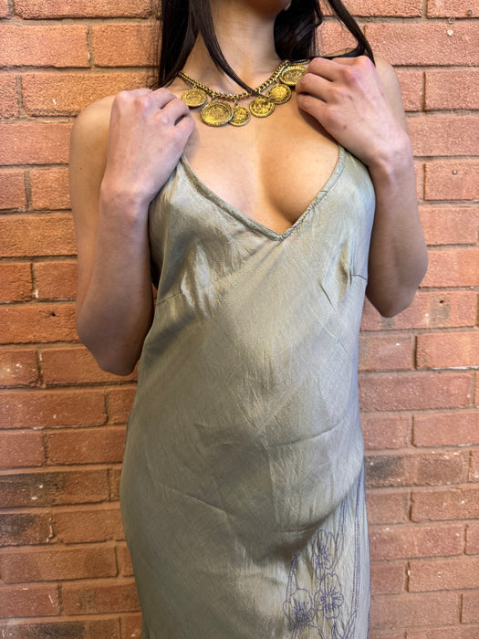 Goldie, Y2K handmade bias cut embroidered dress