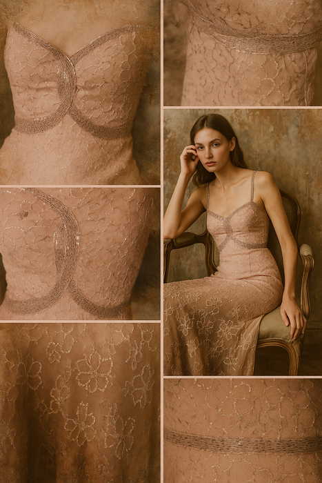 Rola, 20s hand dyed beaded silk chiffon bias cut dress