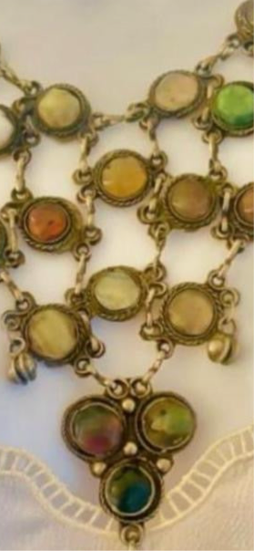 Jasmir, 70s silver and semi-precious stones necklace