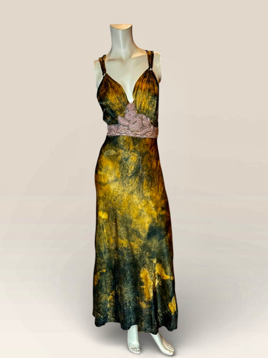 Marley, hand dyed original 20s silk and lace slip bias cut dress
