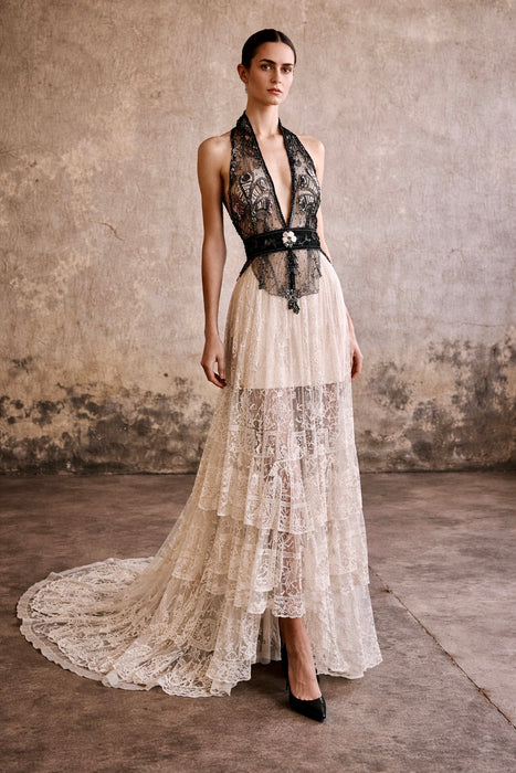 August, reworked Victorian French lace and 20s beaded dress