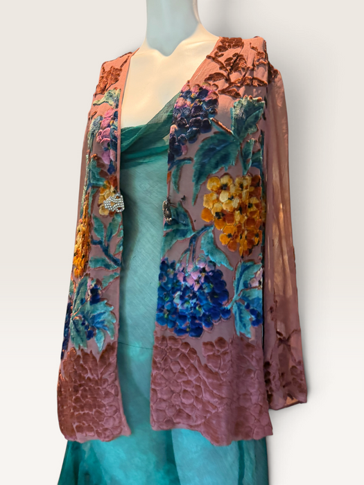 Oriana, 1930s silk devoré floral jacket