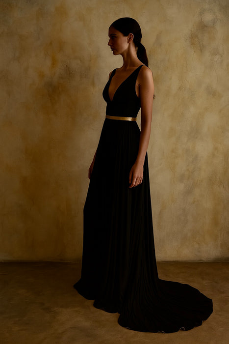Alaia, vintage jersey and gold maxi dress