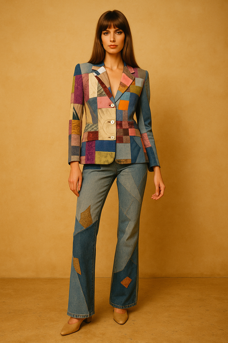 Roberto Cavalli, 80s patchwork denim suit