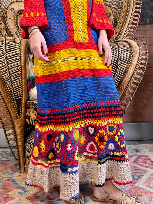 Jodie, 70s crochet long dress