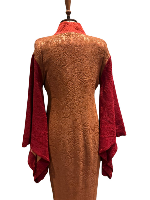 Sabrina, 30s silk brocade coat with long kimono style sleeves