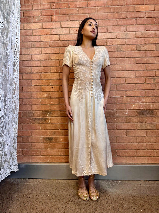 Ostuni, 30s cream silk and lace dress