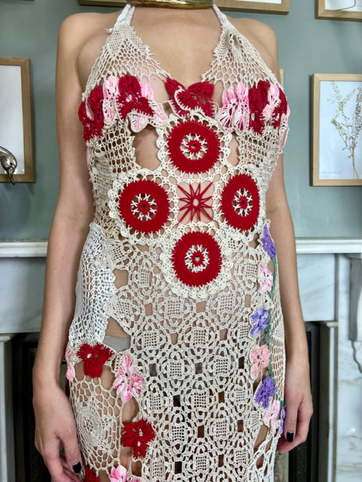 Lorna, vintage mixed crochet dress