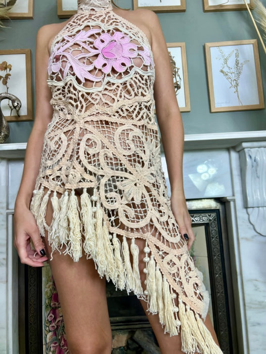 Tory, vintage crochet short dress