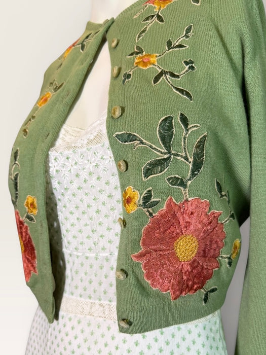 Helen Bond, 1950s cashmere floral cardigan