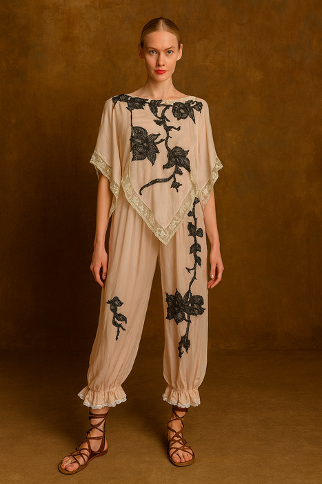Shona, 30s silk and lace lounge set