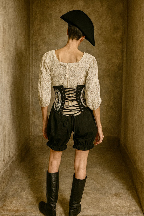 Astor, reworked Victorian corseted beaded blouse