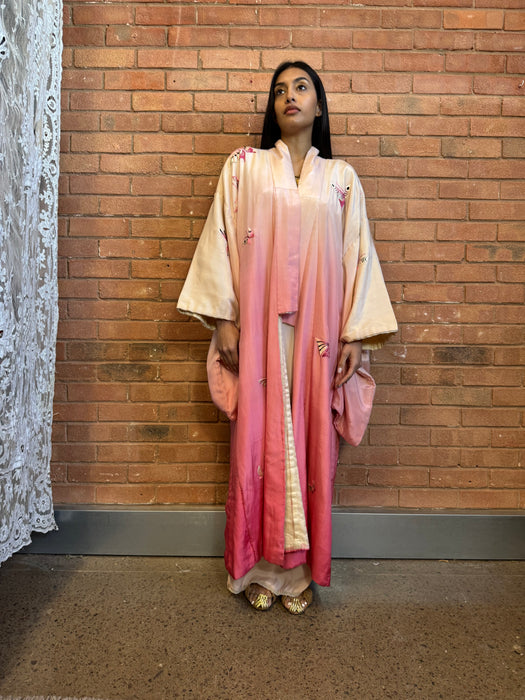 Mariposa, 40s silk ombré embroidered Japanese kimono