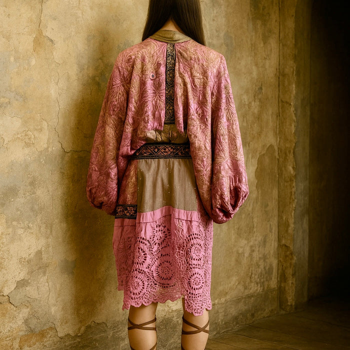 Tula, hand dyed 18th century embroidered jacket with Broderie Anglaise