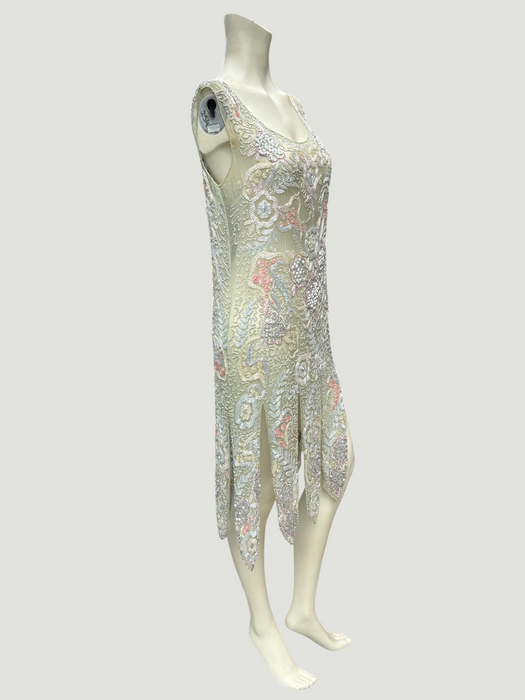 Taylor, original 20s mint green beaded flapper dress