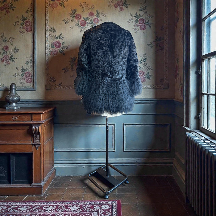 Heidi, vintage black Mongolian fur jacket