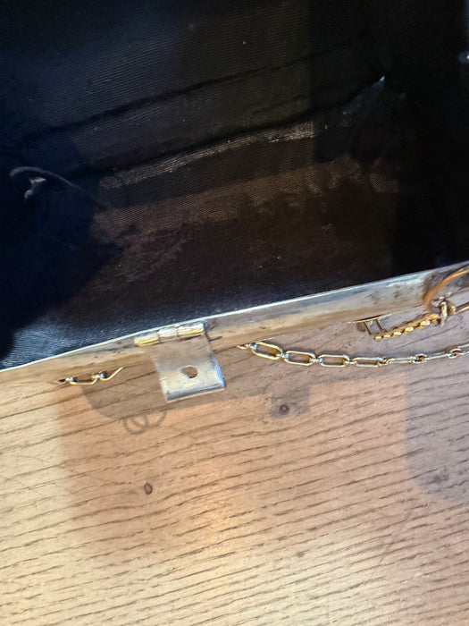 Koi, 70s metal silver and brass modernist chain handbag