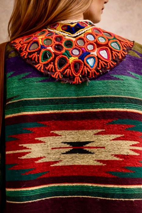 Holly, 70s reworked Mexican beaded jacket with antique embroidery