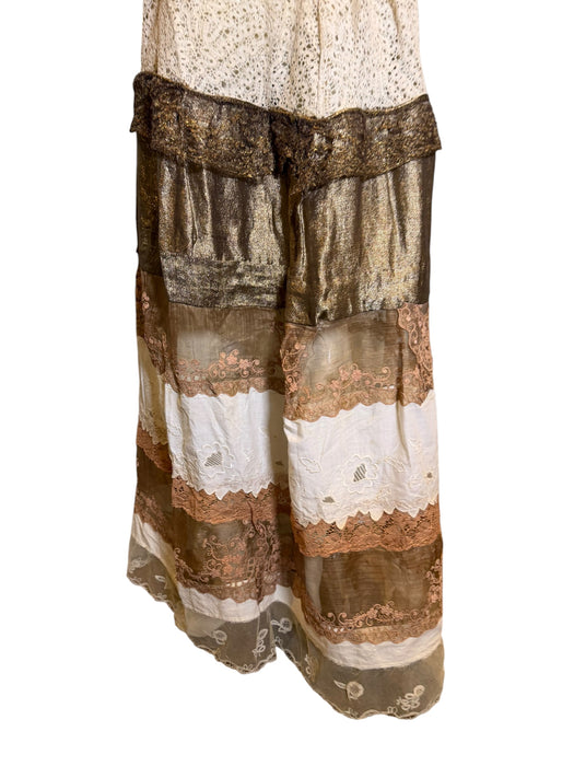 Miter, reworked 1920s French gold lamé and lace dress with Edwardian embroidery