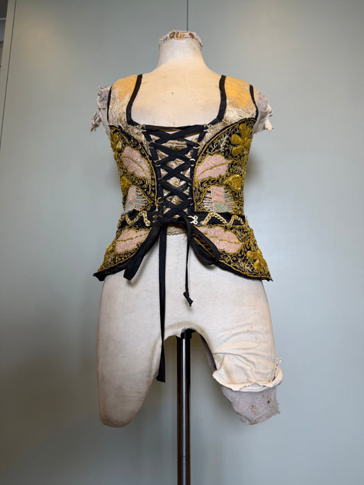 Marce, reworked 70s corseted top with Ottoman embroidery