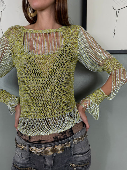Loris Azzaro, 70s knit and chain long sleeve top
