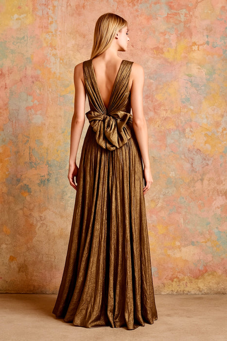 Favia, 20s gold lamé pleated gown