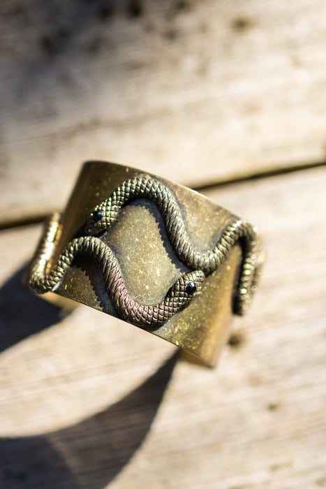 Shona, 70s brass double snake cuff