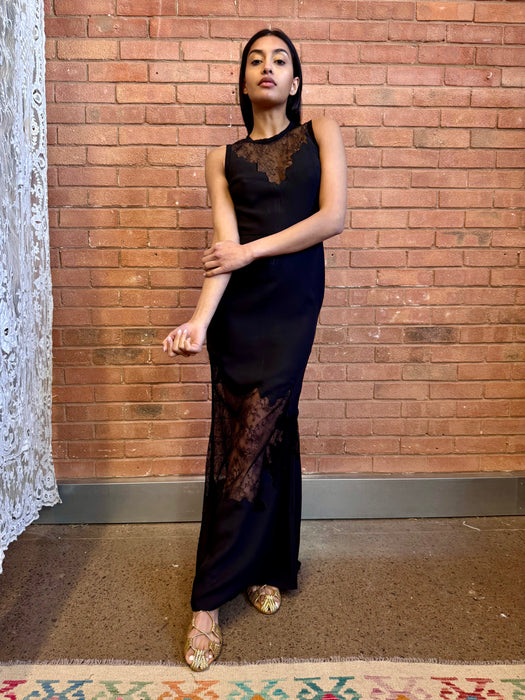 Ellie Saab, black crepe and lace dress