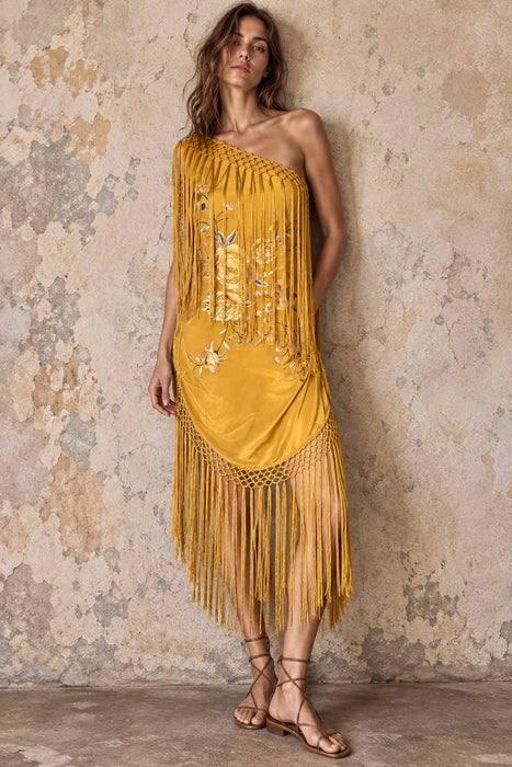 Magnolia, vintage floral silk embroidered piano shawl fringed, draped dress