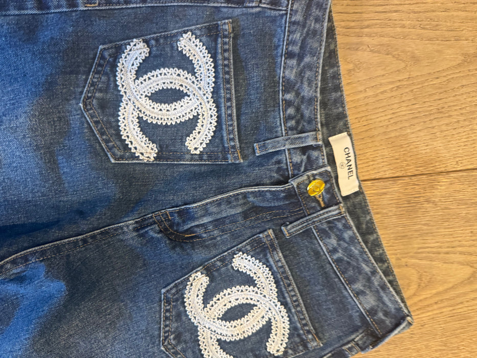 Chanel, Y2K monogrammed embroidered Barrell jeans