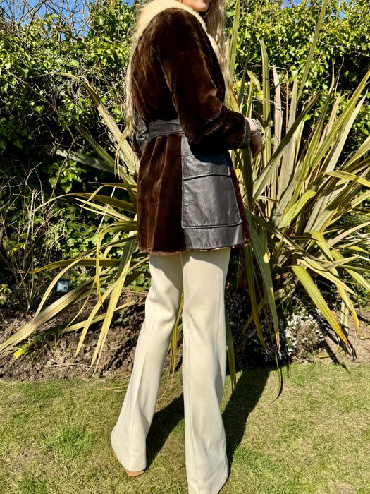 Georgia, 70s fur and leather bicolour jacket