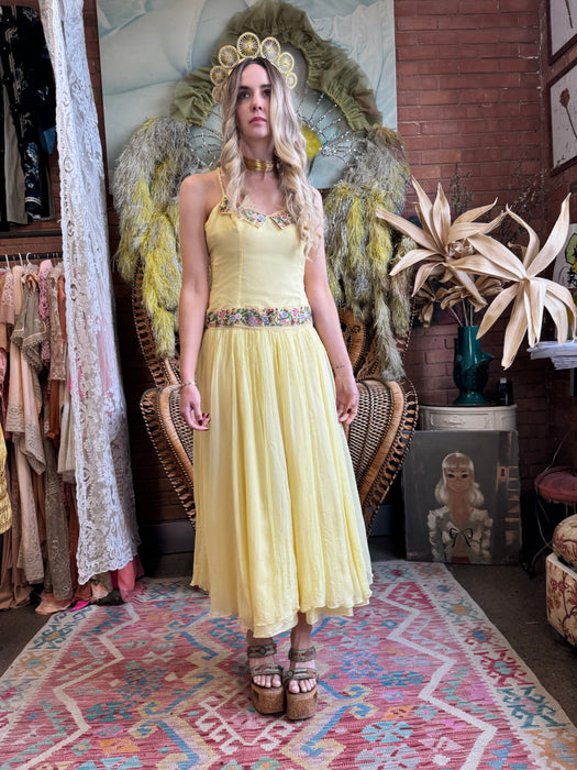 Lora, 40s yellow chiffon dress