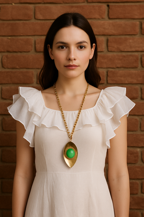 Montse, 70s green eye gold metal necklace