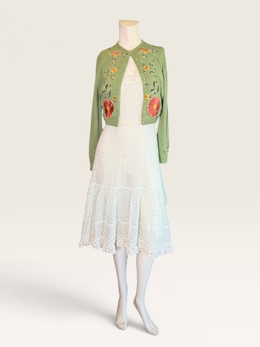 Helen Bond, 1950s cashmere floral cardigan