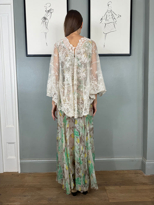Yoni, hand made 30s cream lace cover up