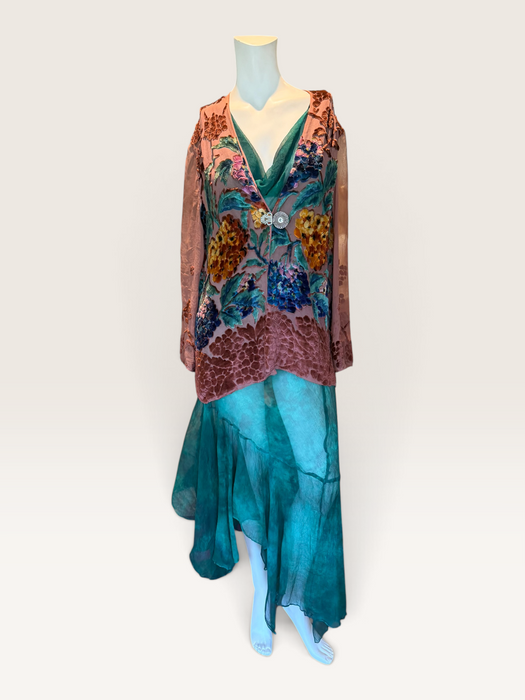 Oriana, 1930s silk devoré floral jacket