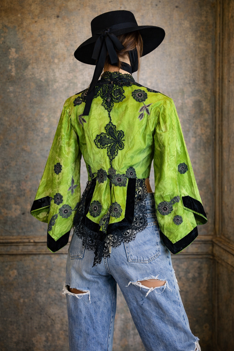 Strobe, embellished Victorian hand dyed beaded jacket