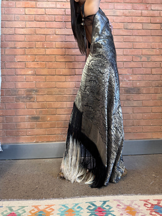 Heron, 20s lamé ombré fringed dress