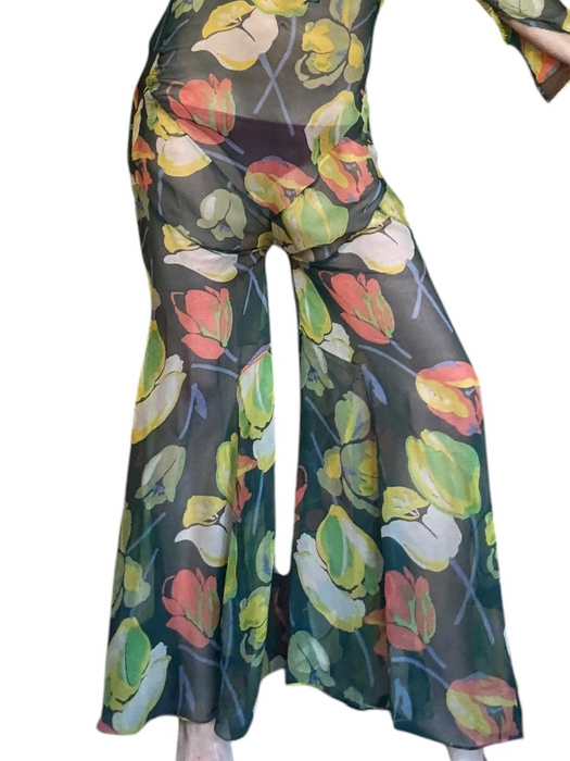 Fabia, reworked 30s floral chiffon flair jumpsuit