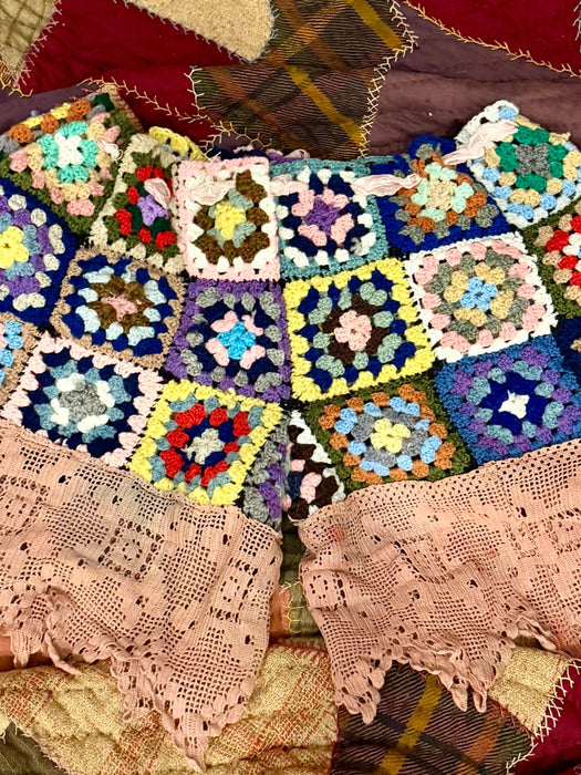 Romy, 1970s hand made crochet and hand dyed cotton lace
