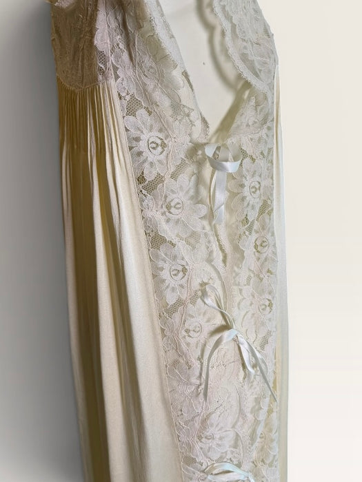 Beatrice, 1930s cream silk and lace side tie dress