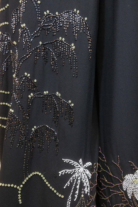 Dries Van Noten, 90s beaded chinoiserie silk trousers