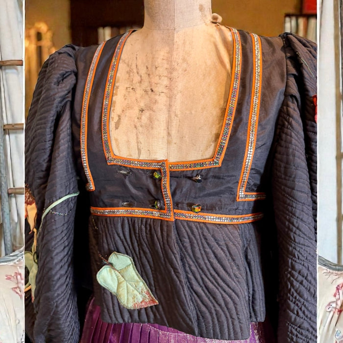 Bill Gibb, 70s jacket embroidered jacket and reversible metallic skirt