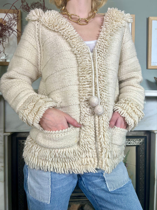 Jane, cream 70s zip up cardigan