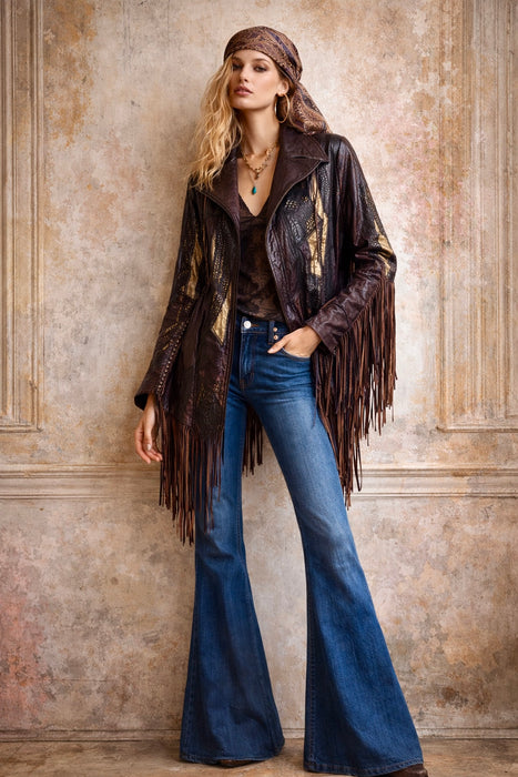 Call & Response, 90s mixed leather fringed jacket