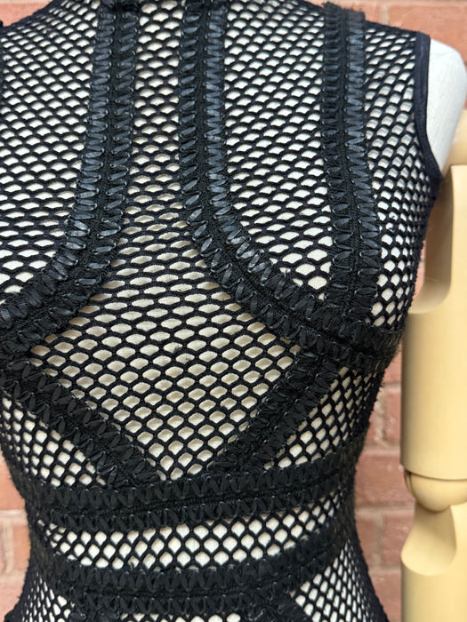 Astor, vintage fishnet and leather mermaid dress