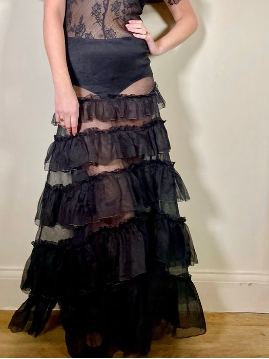 Zelda, 30s organza black tiered dress