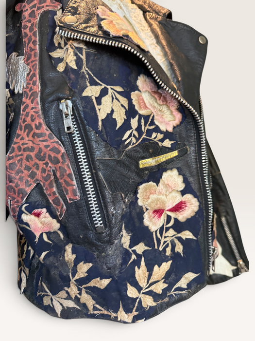Omega, reworked 70s embroidered biker jacket
