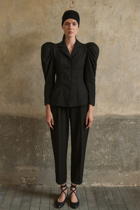 Mora, 40s wool fitted jacket with puff sleeves